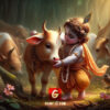 cute kanha with a cow