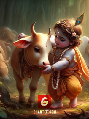cute kanha with a cow