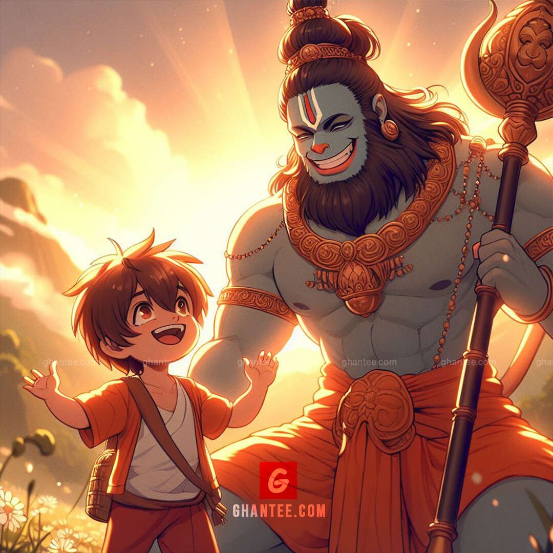 god hanuman with boy wallpaper