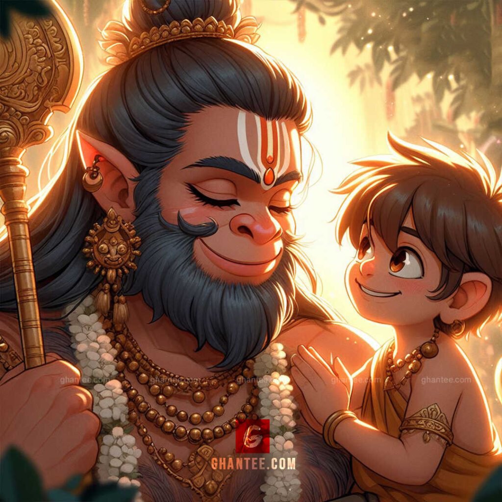 hanuman ji with boy animated