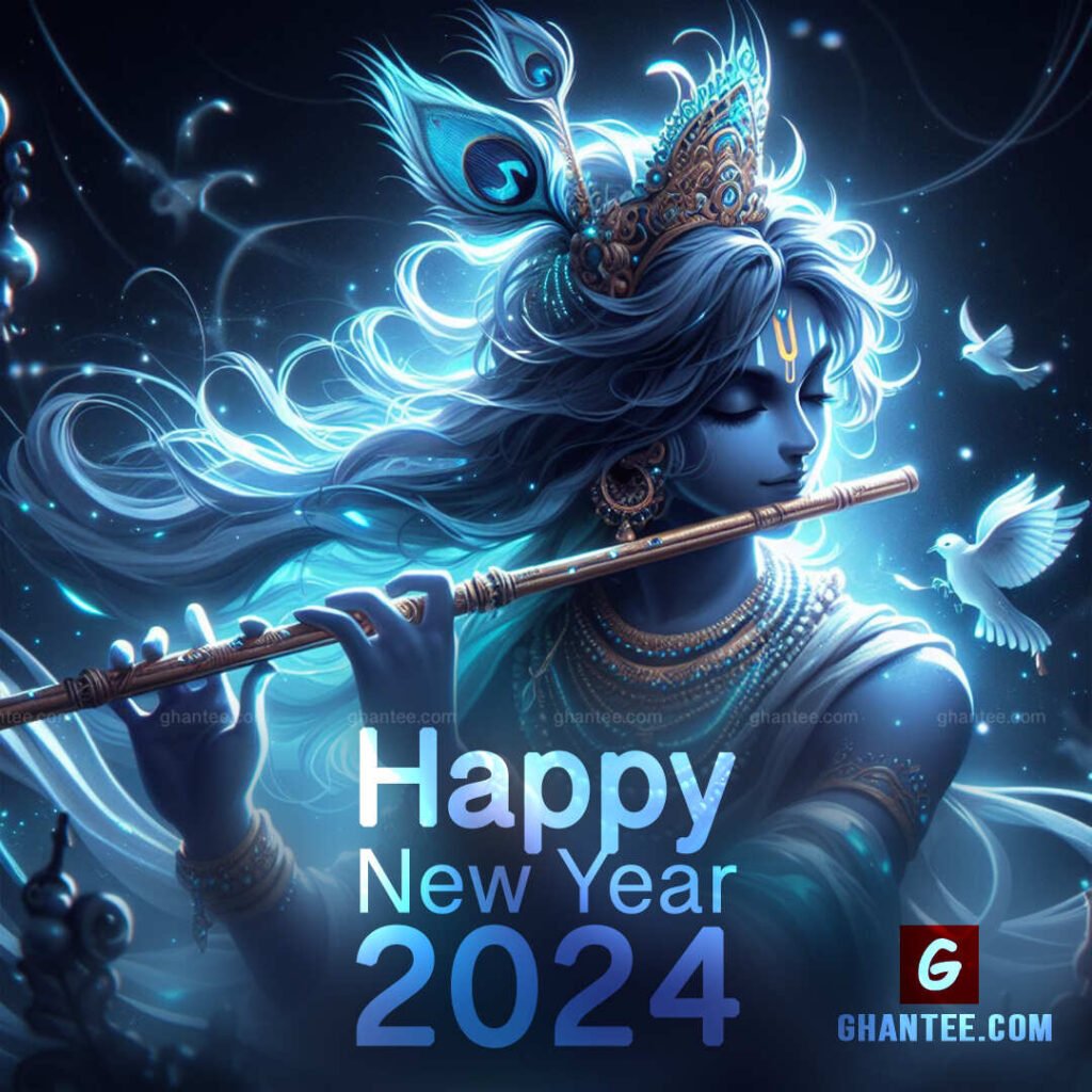 happy new year with god images - krishna night