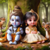 lord shiva and parvati cute cartoon image