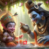 lord shiva is playing with kanha