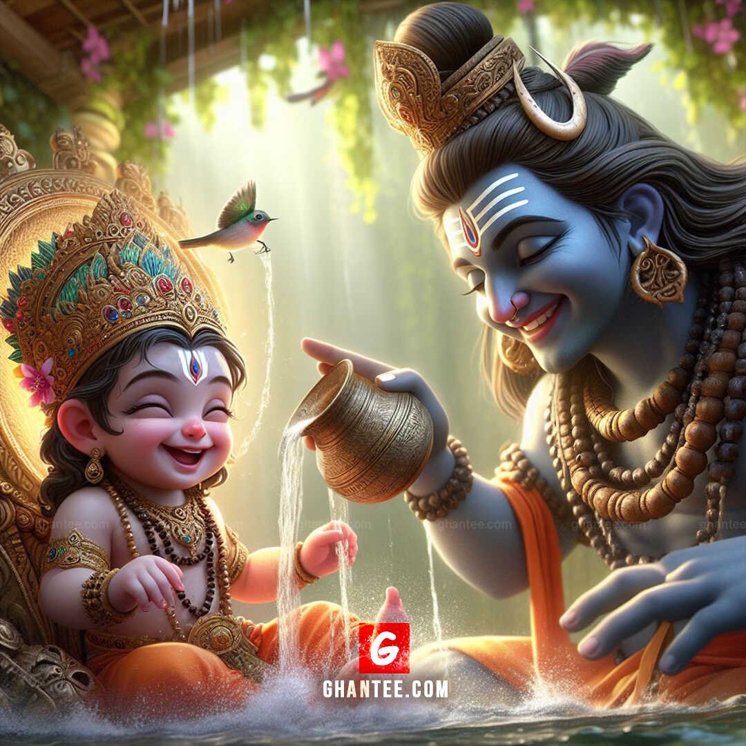 Lord Shiva playing with kanha