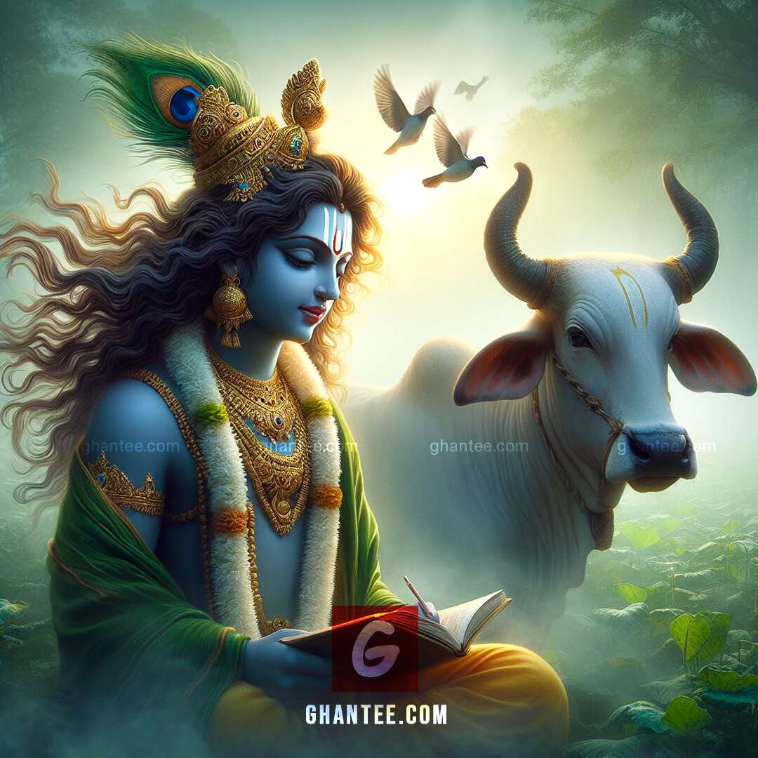 morning image krishna with cow