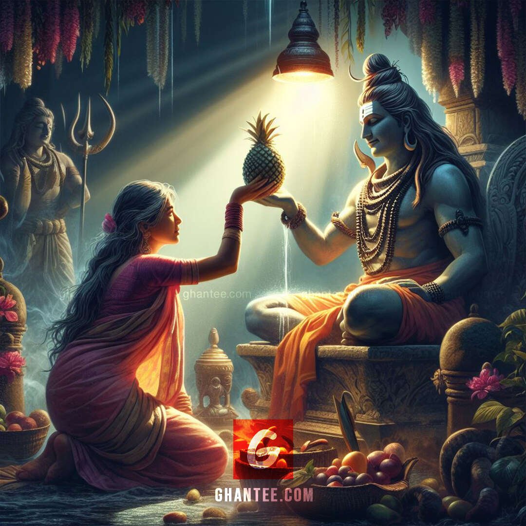 shiva accepting offerings of an aged devotee