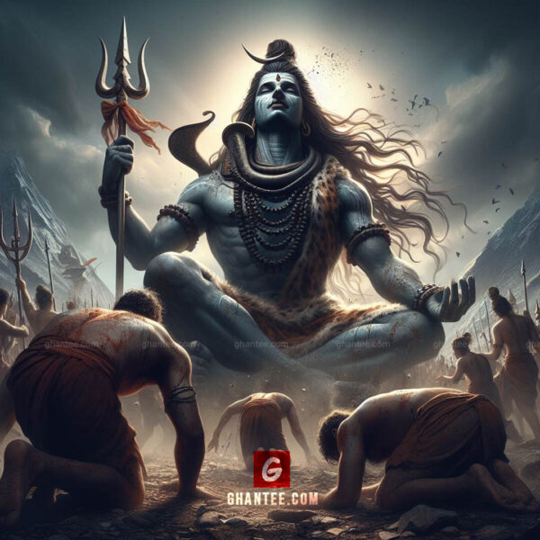 shiva surrounded by shaivites - ghantee