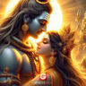 Shiva parvati golden image