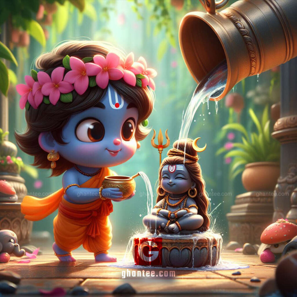cutest krishna and shiva morning image