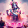 krishna playing the flute colorful image