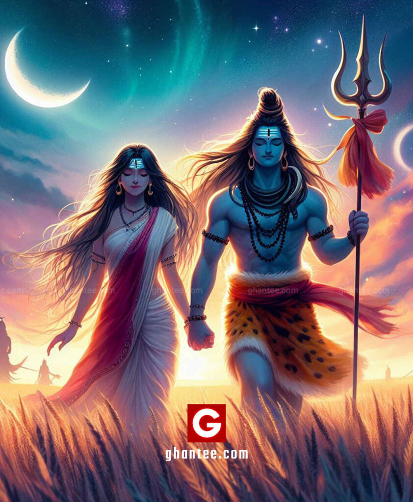 shiv parvati colorful art