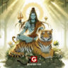 shiva with tiger beautiful illustration