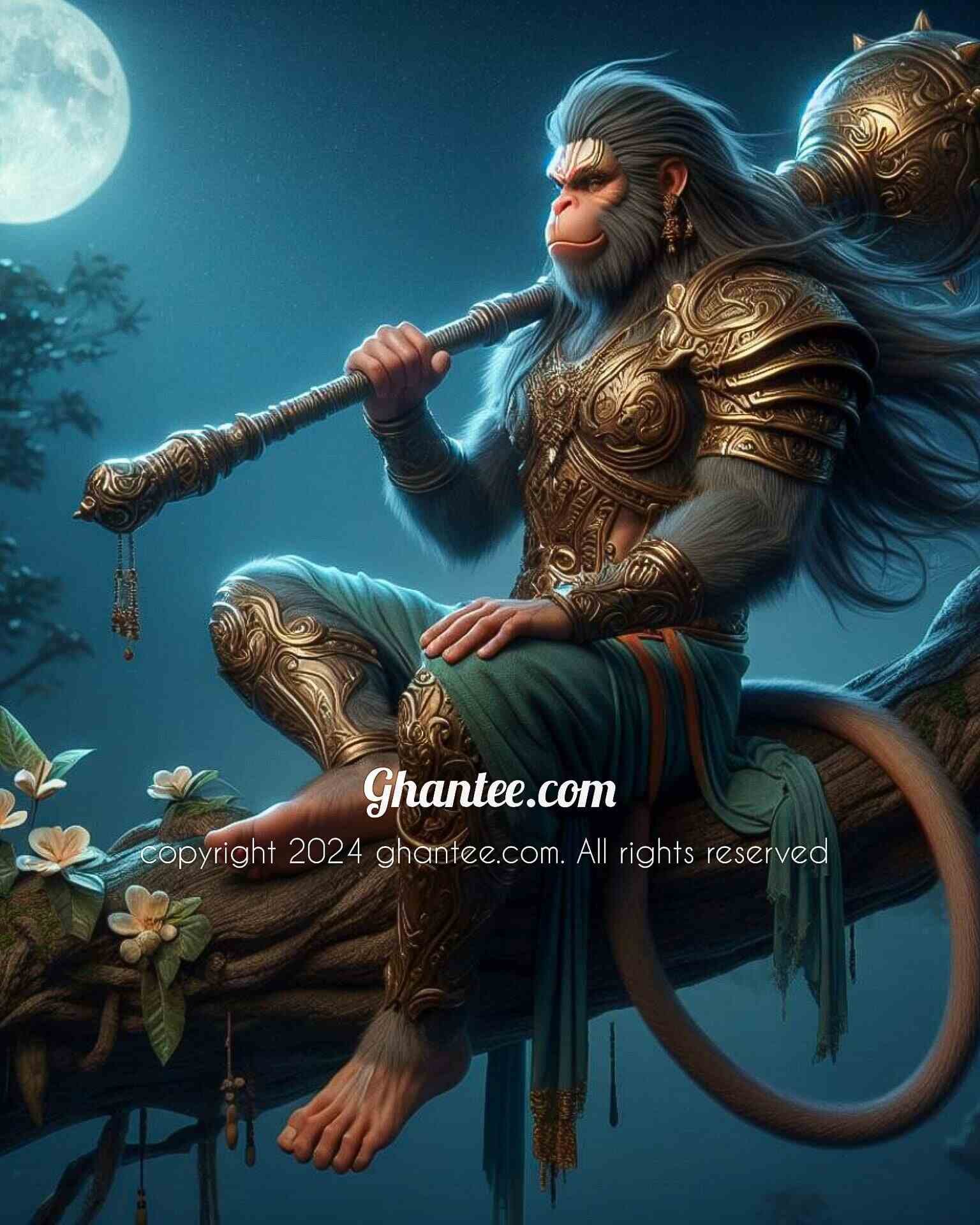 lord hanuman serene night image