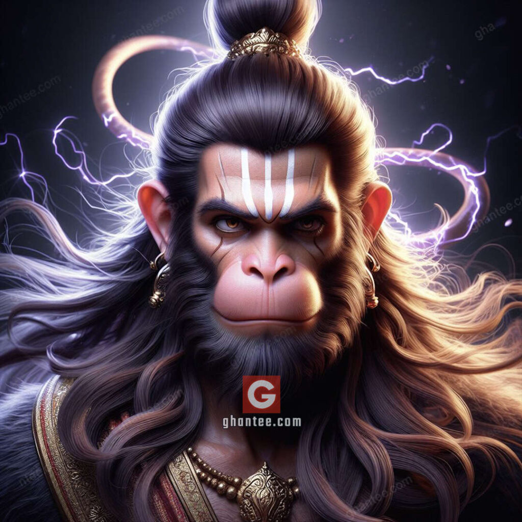 fiery powerful lord hanuman face