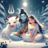 uma mahadev and nandi cute night image