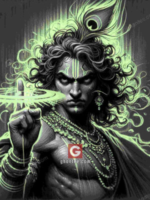 krishna with sudarshan chakra HD sketch image