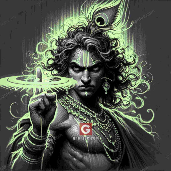 krishna with sudarshan chakra HD sketch image - ghantee