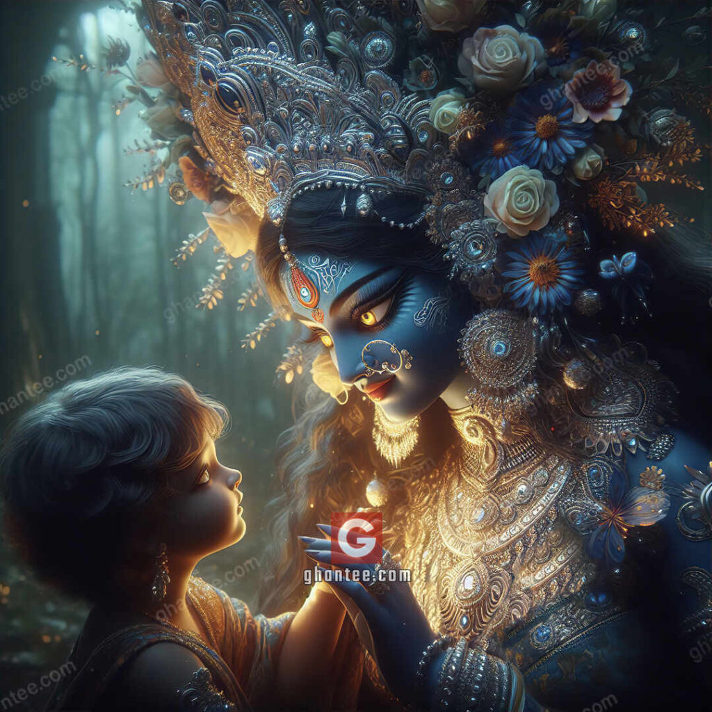 mystical Maa durga with a child