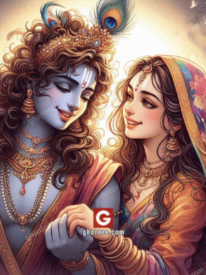 radha krishna divine love illustration