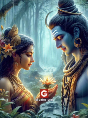 shiv parvati rainy forest