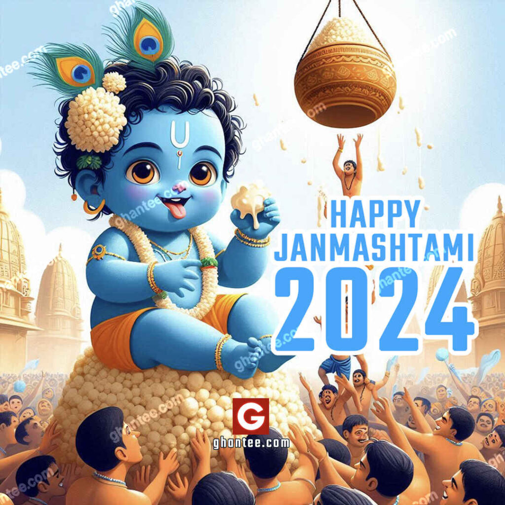 cute janmashtami poster design