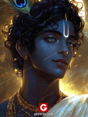lord krishna A3 poster image golden