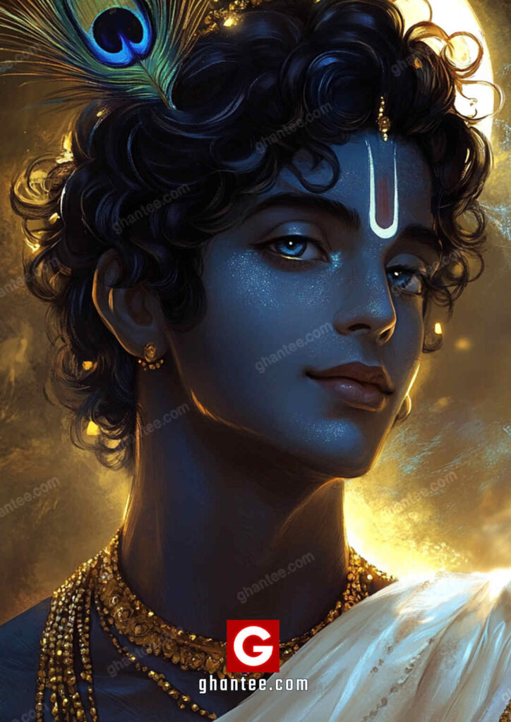 lord krishna A3 poster image golden