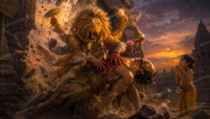 Narsingh Bhagwan 4K photo, Narasimha avatar of Vishnu wallpaper for PC desktop