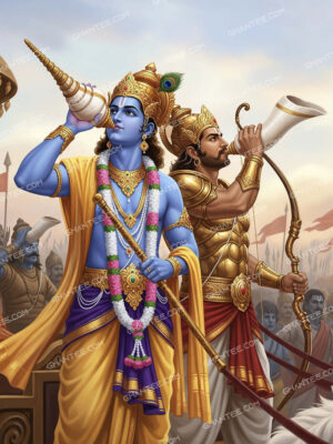 krishna arjun shankhnaad image