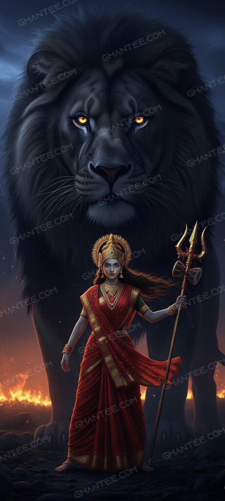 maa durga powerful phone wallpaper 4k