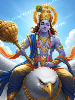 Lord Vishnu riding on the back of Garuda Dev, 8K PC Wallpaper