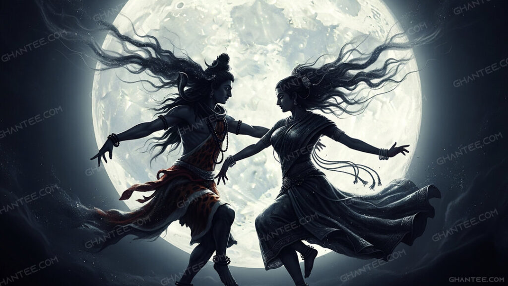 Shiv Shakti dancing wallpaper 8k