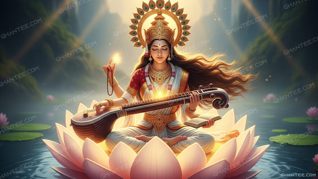 mata saraswati 8k wallpaper