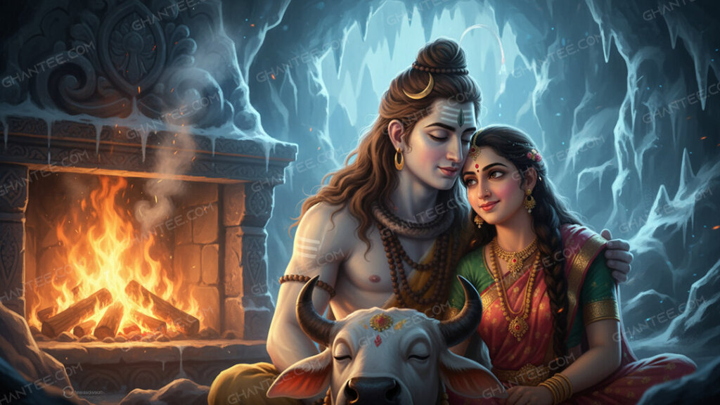 shiv parvati nandi 4k laptop wallpaper