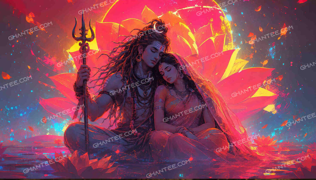 Shiva Parvati Wallpaper – Divine Union in Cosmic Splendor