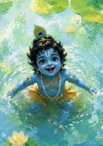 Cute Kanha Photo Wallpaper — A2 Print (Print Ready)